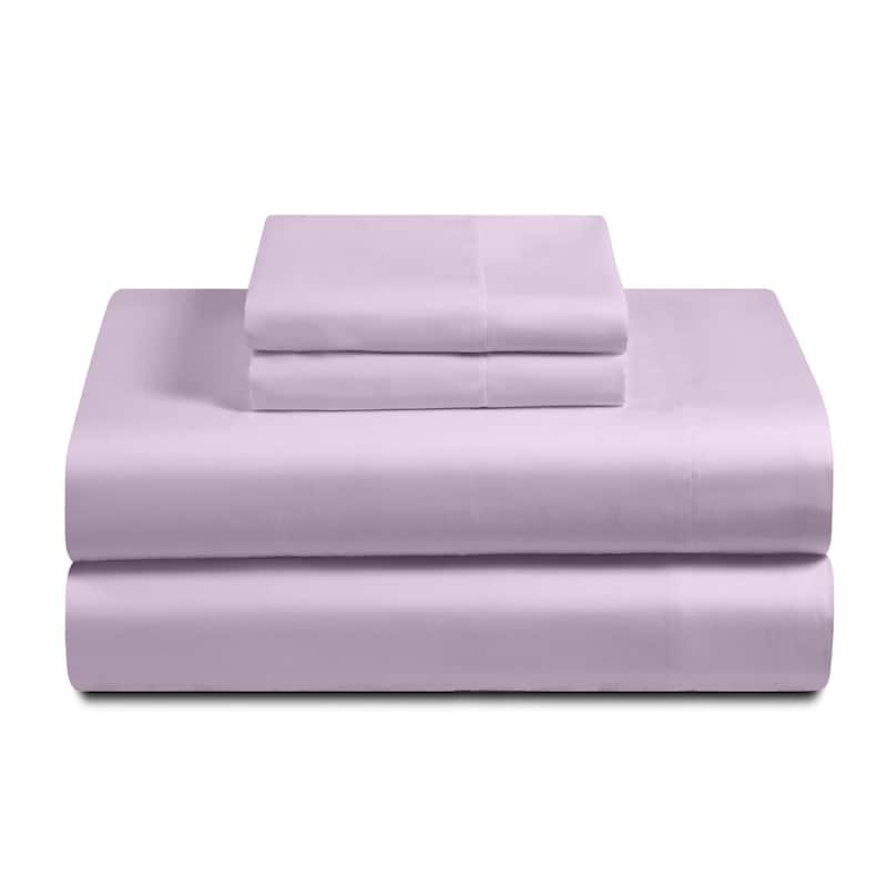 Feather and Stitch 300 Thread Count Percale Weave Cotton Sheet Set On